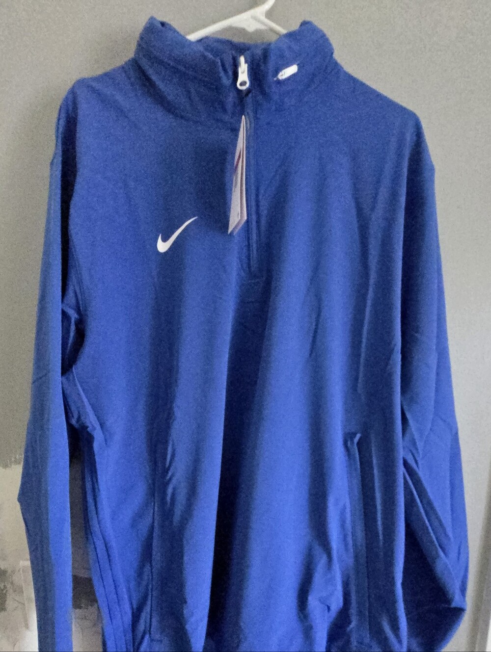 unreleased water resistant Nike Men's Dri-FIT Blue 1/4 Zip Mock Neck Pullover co